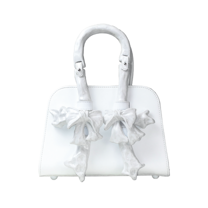 Glossy Bow Structured Handbag