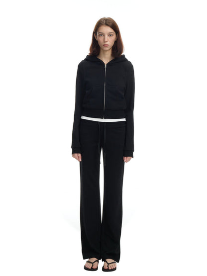 Ribbed Slim-Fit Cropped Hoodie