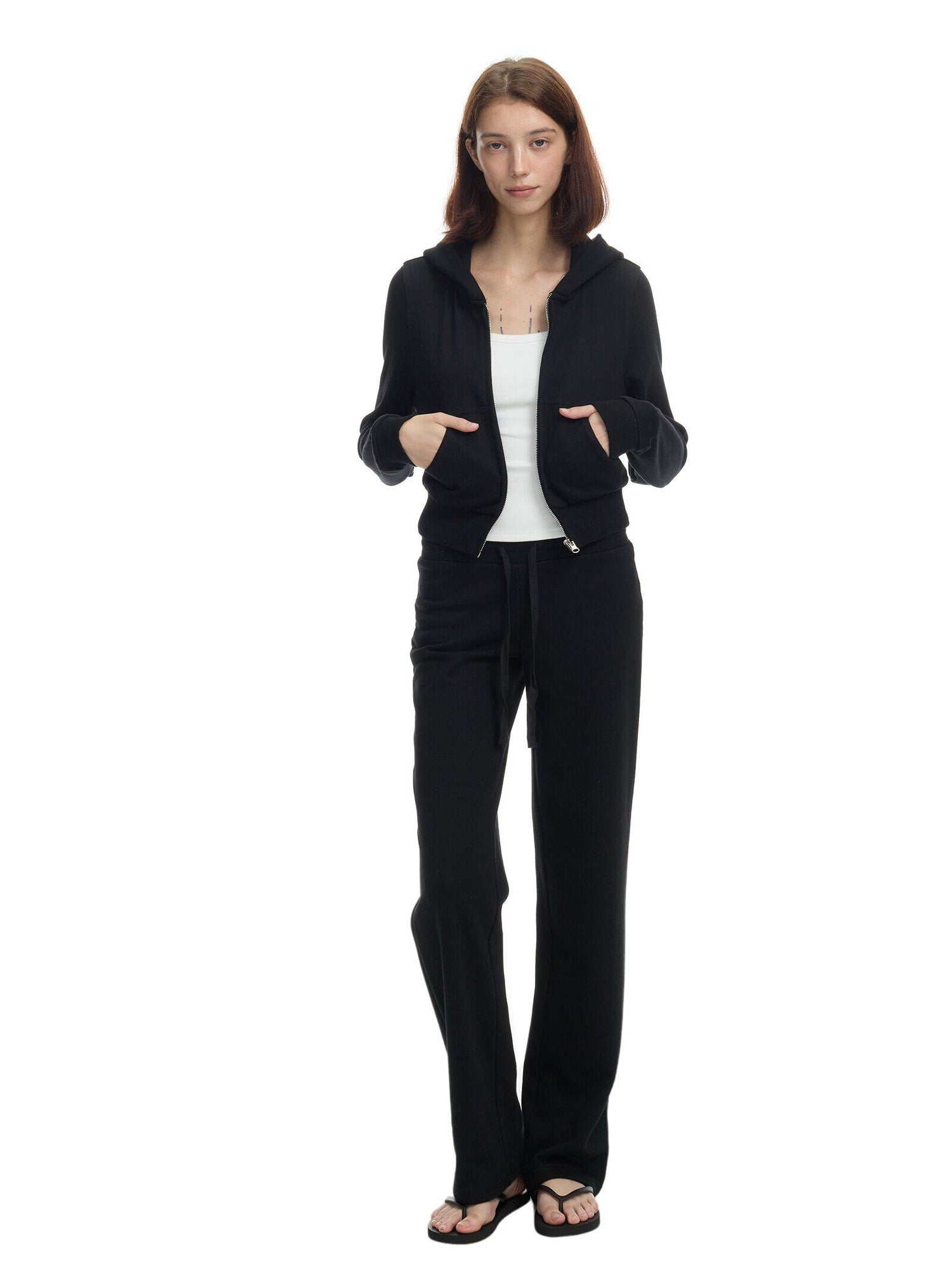 Ribbed Slim-Fit Cropped Hoodie