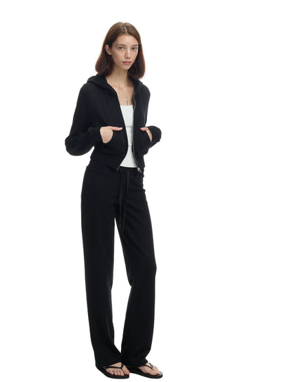Ribbed Slim-Fit Cropped Hoodie