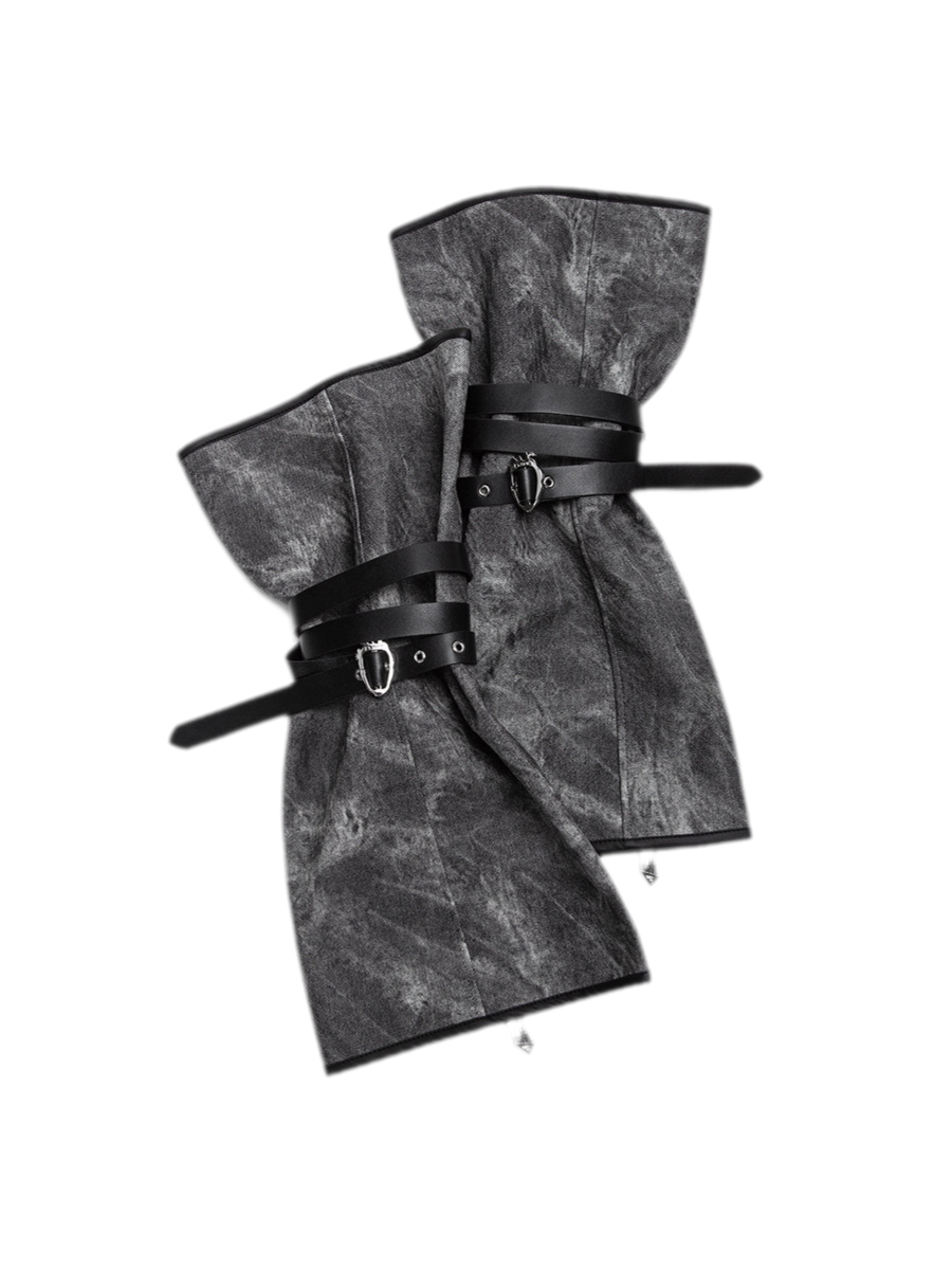 Distressed Leather Slouch Leg Covers