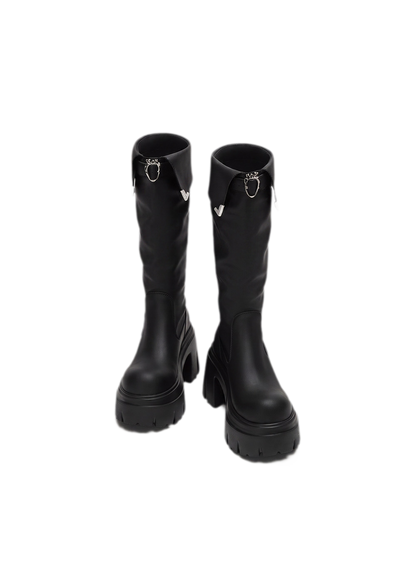 Smooth Wrap Strap Knee Boots