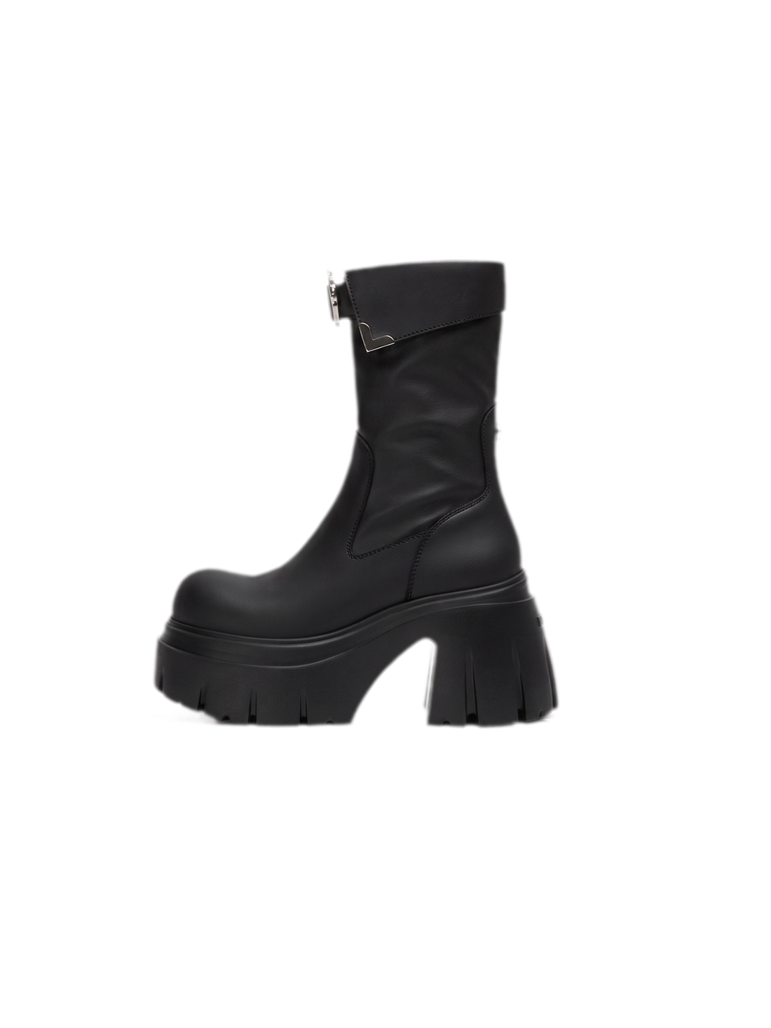 Metallic Strap Platform Mid-Calf Boots