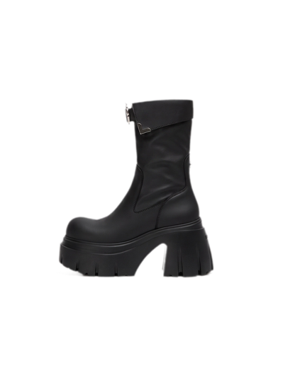 Metallic Strap Platform Mid-Calf Boots