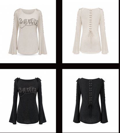Rhinestone Strap Off-Shoulder T-Shirt