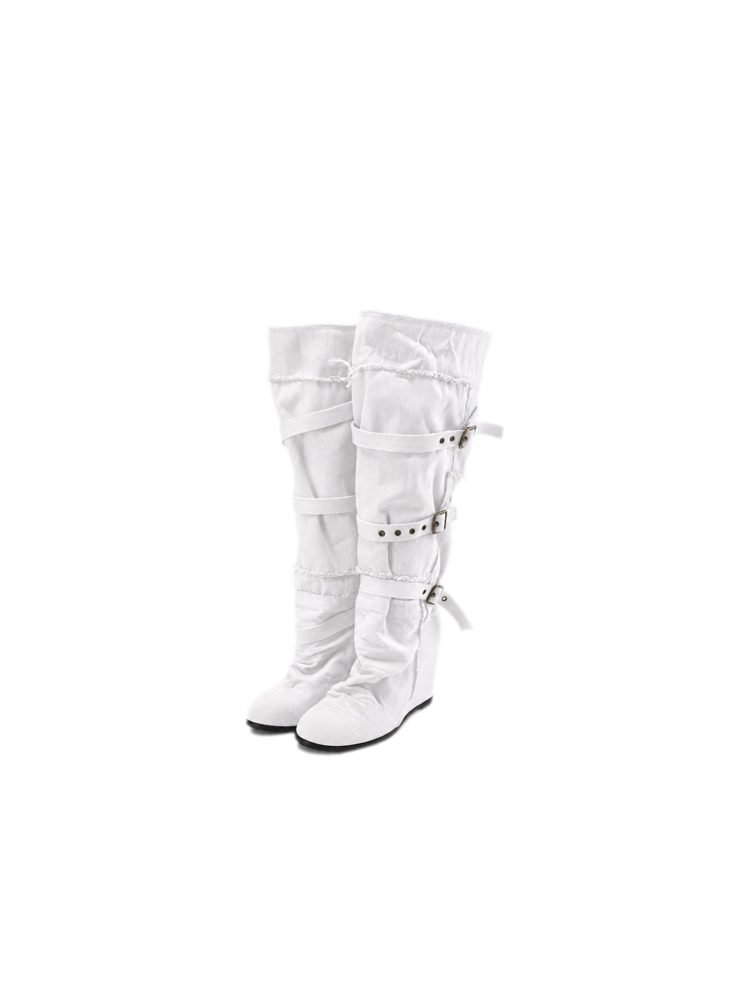 Distressed Pleated Wedge Boots