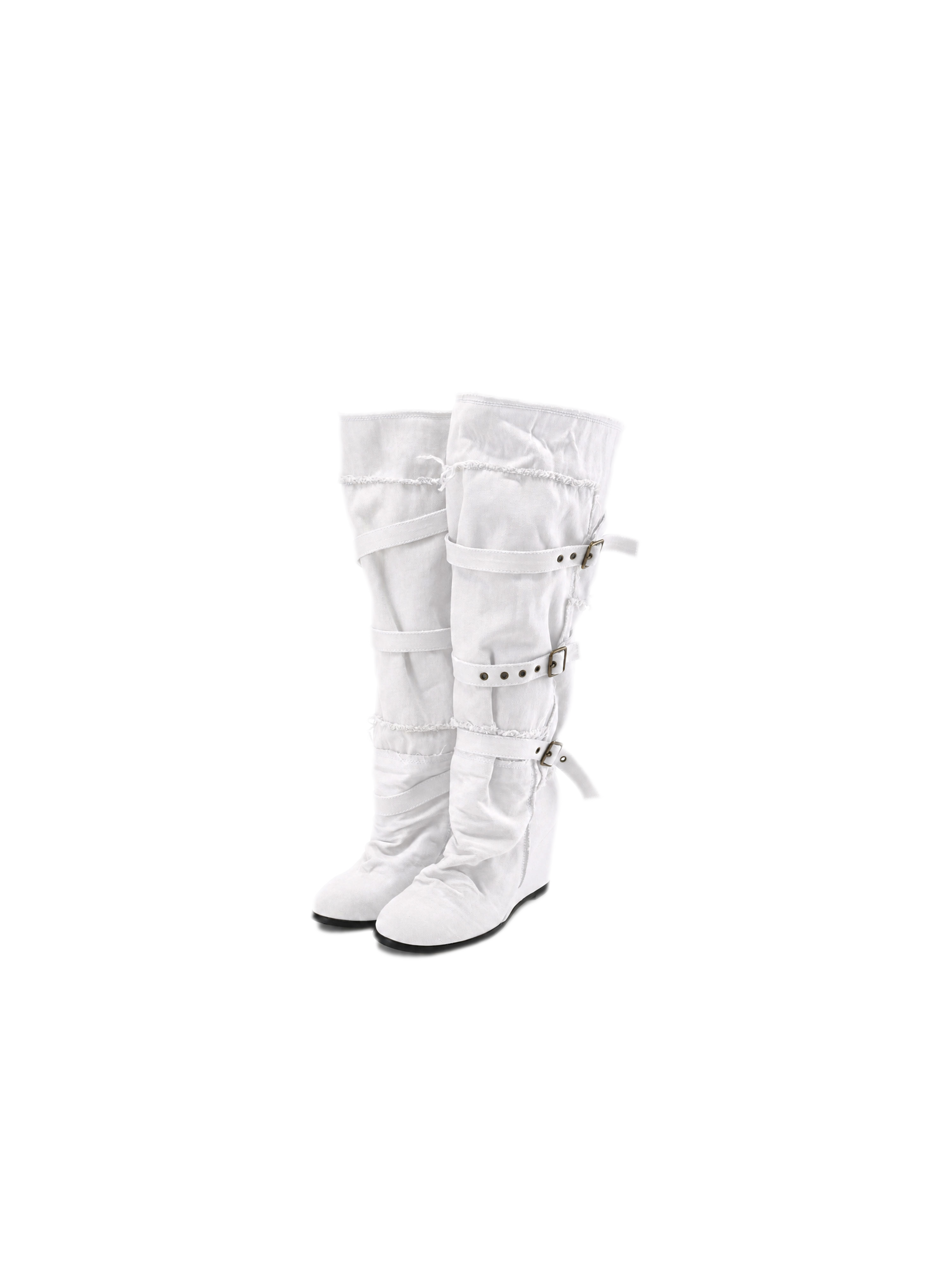 Distressed Pleated Wedge Boots