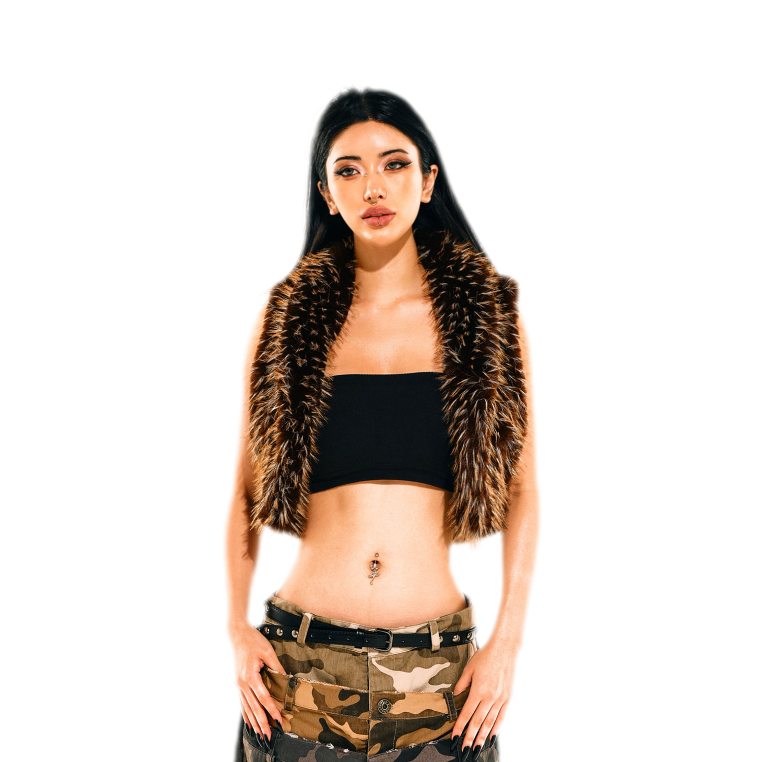 Cropped Faux Fur Vest