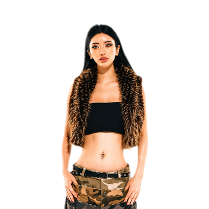 Cropped Faux Fur Vest