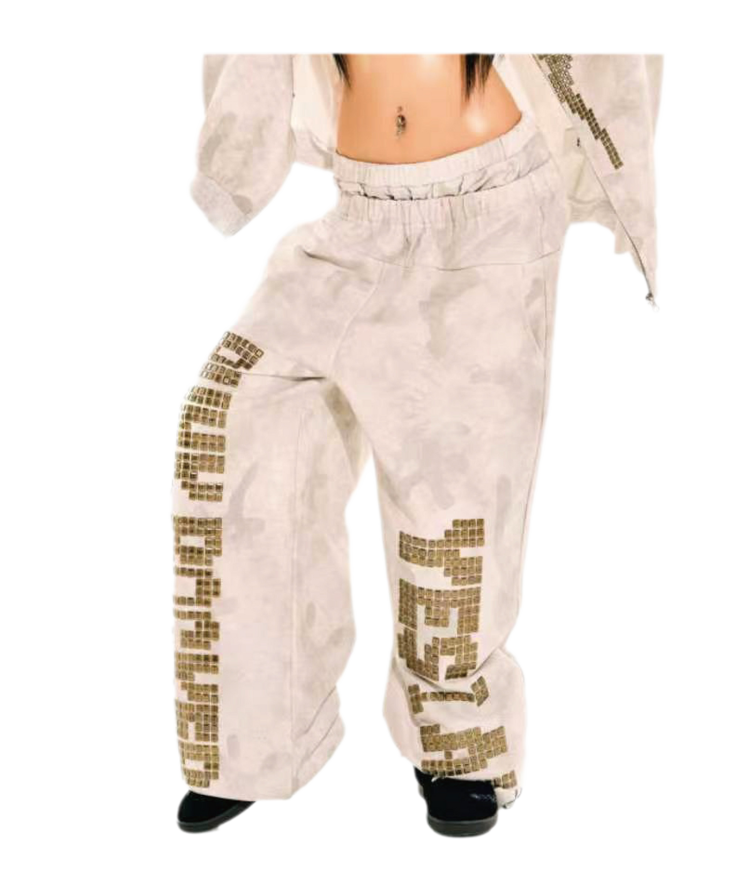 Camouflage Rhinestone Hoodie Sweatpants Set
