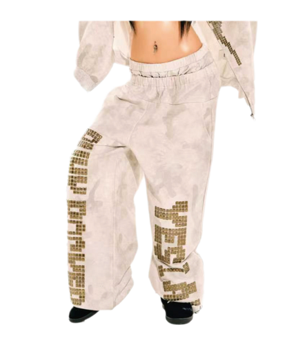 Camouflage Rhinestone Hoodie Sweatpants Set