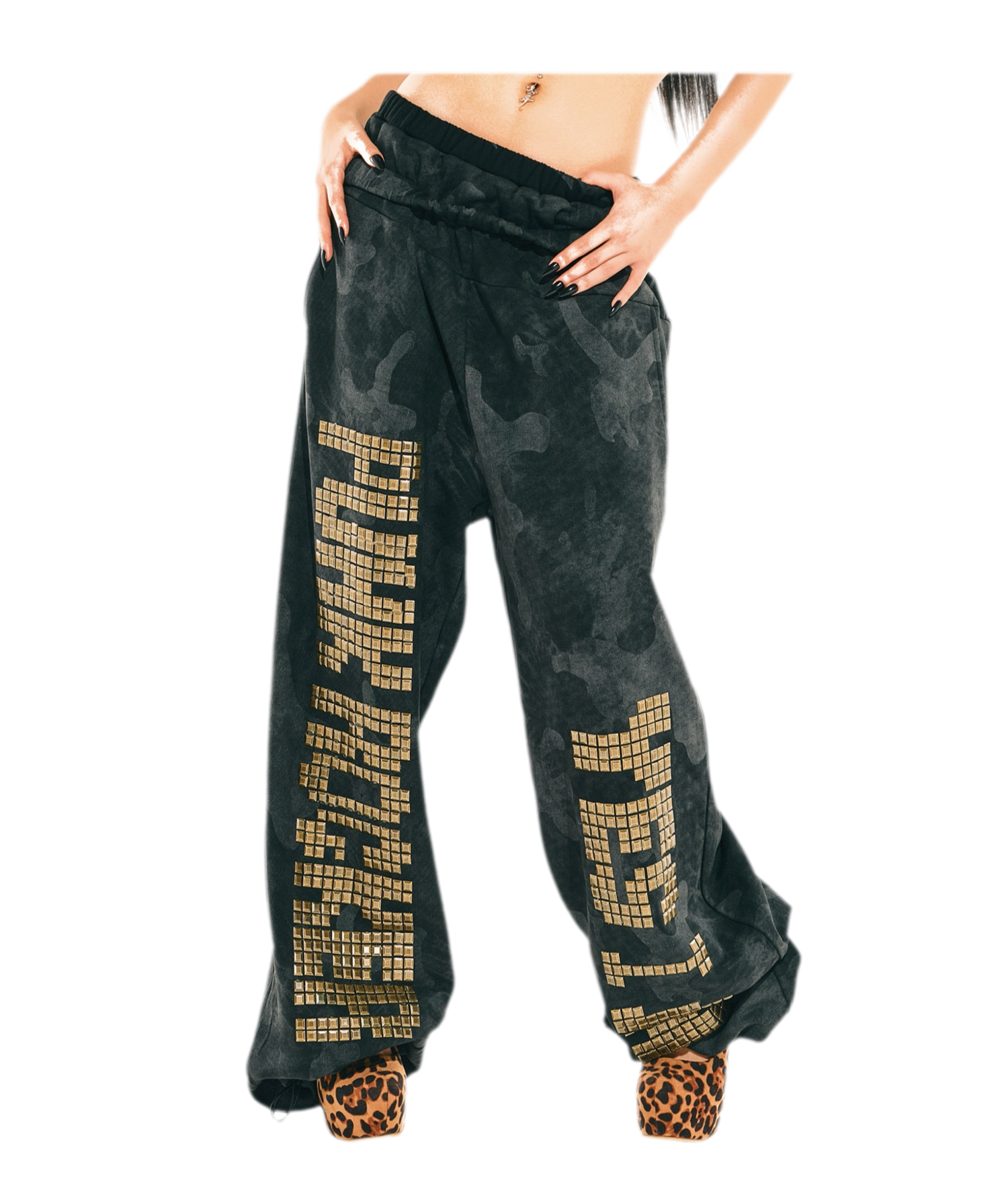 Camouflage Rhinestone Hoodie Sweatpants Set