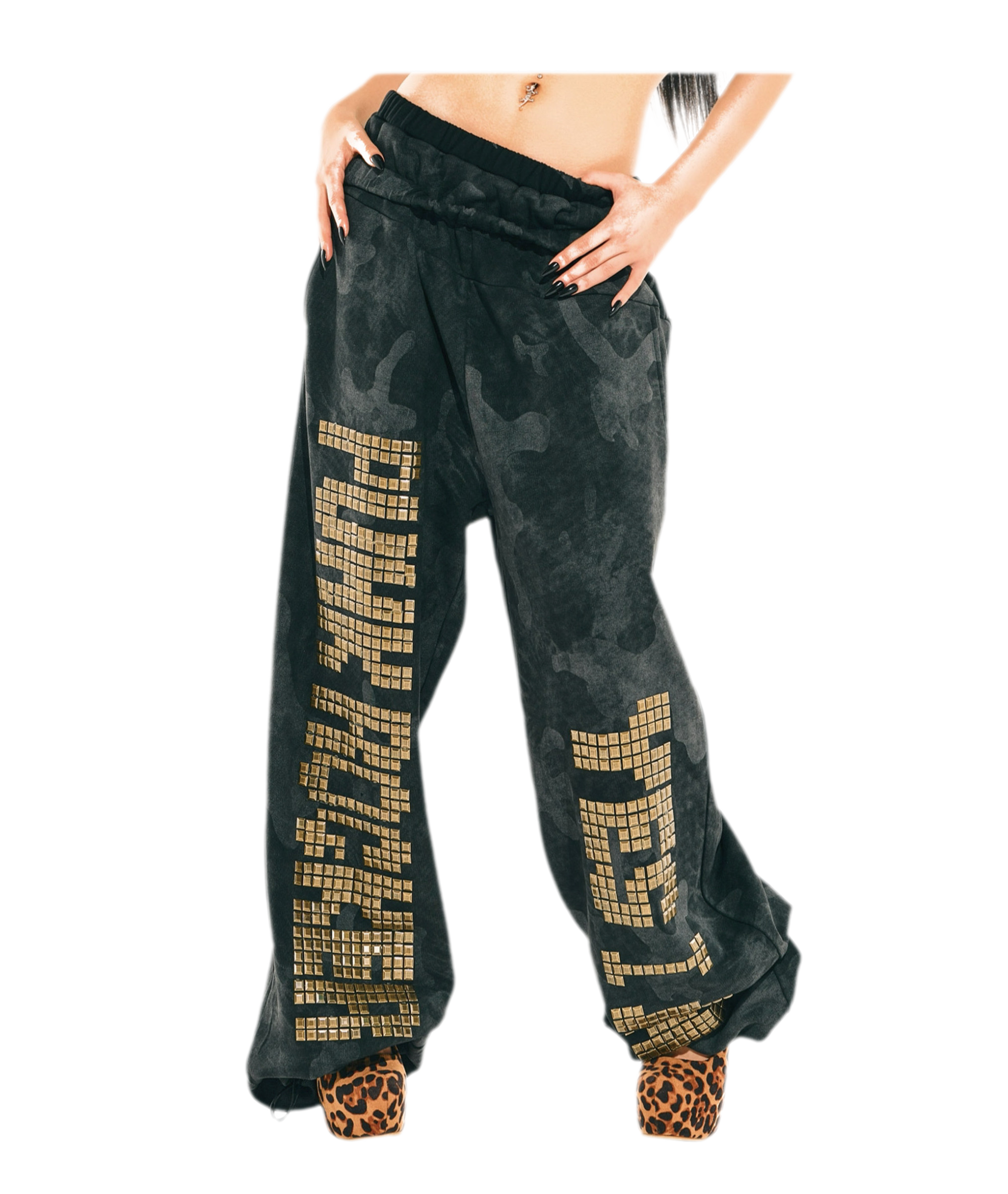 Camouflage Rhinestone Hoodie Sweatpants Set