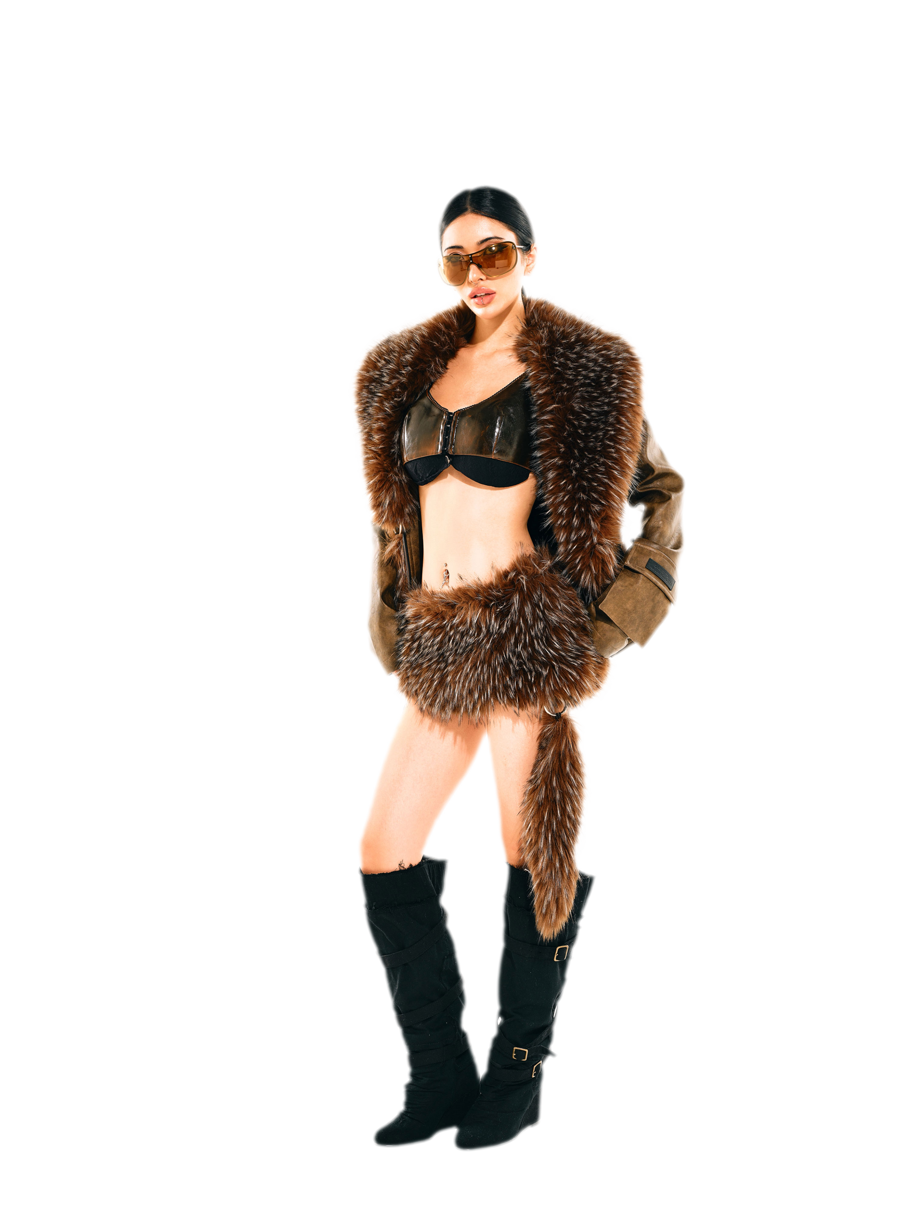 Detachable Collar Cropped Jacket