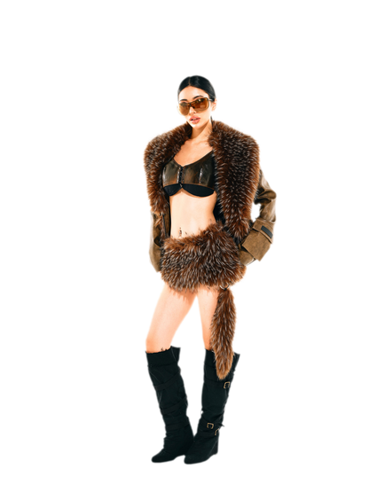 Detachable Collar Cropped Jacket