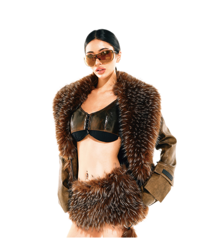 Detachable Collar Cropped Jacket