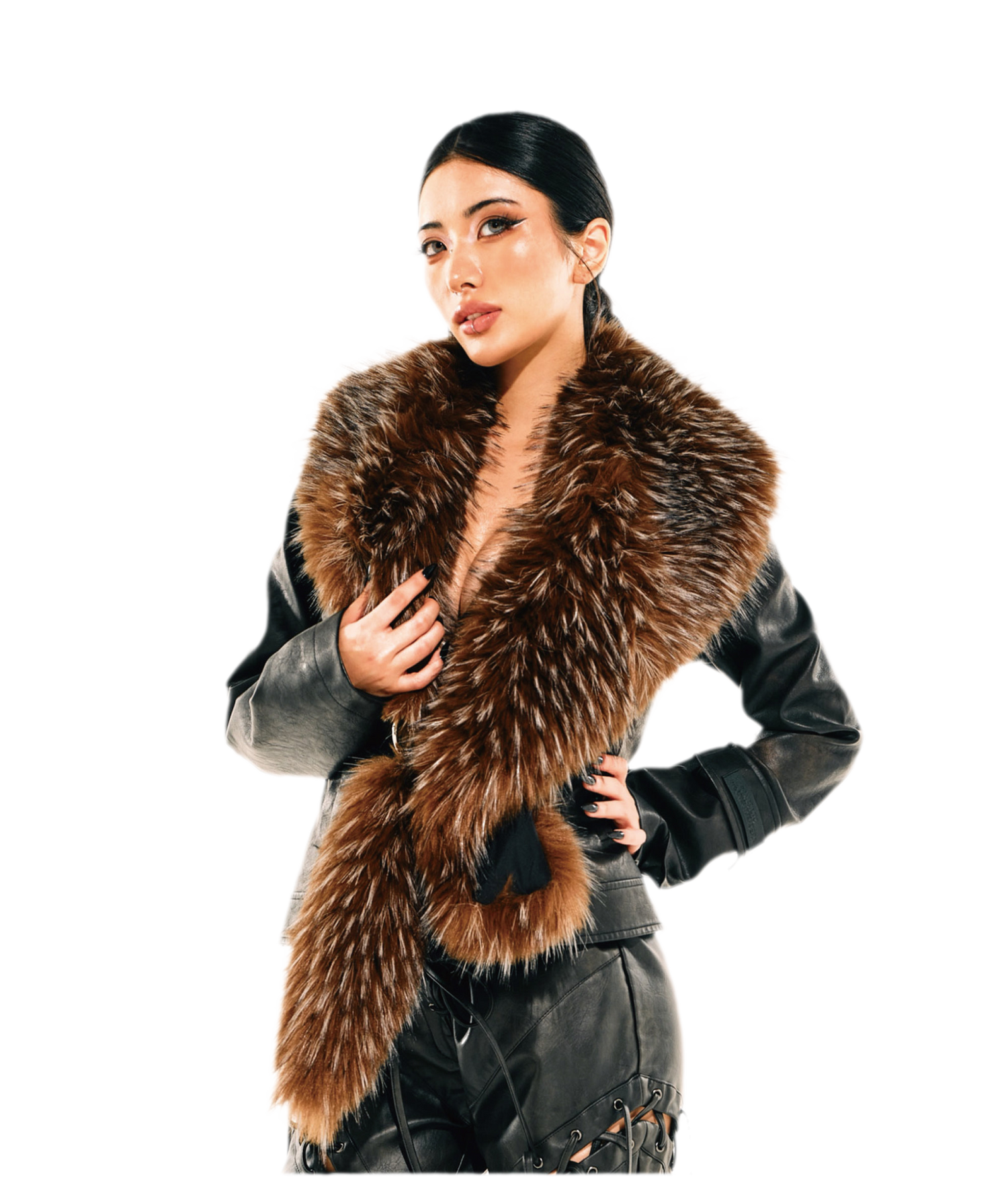 Detachable Collar Cropped Jacket