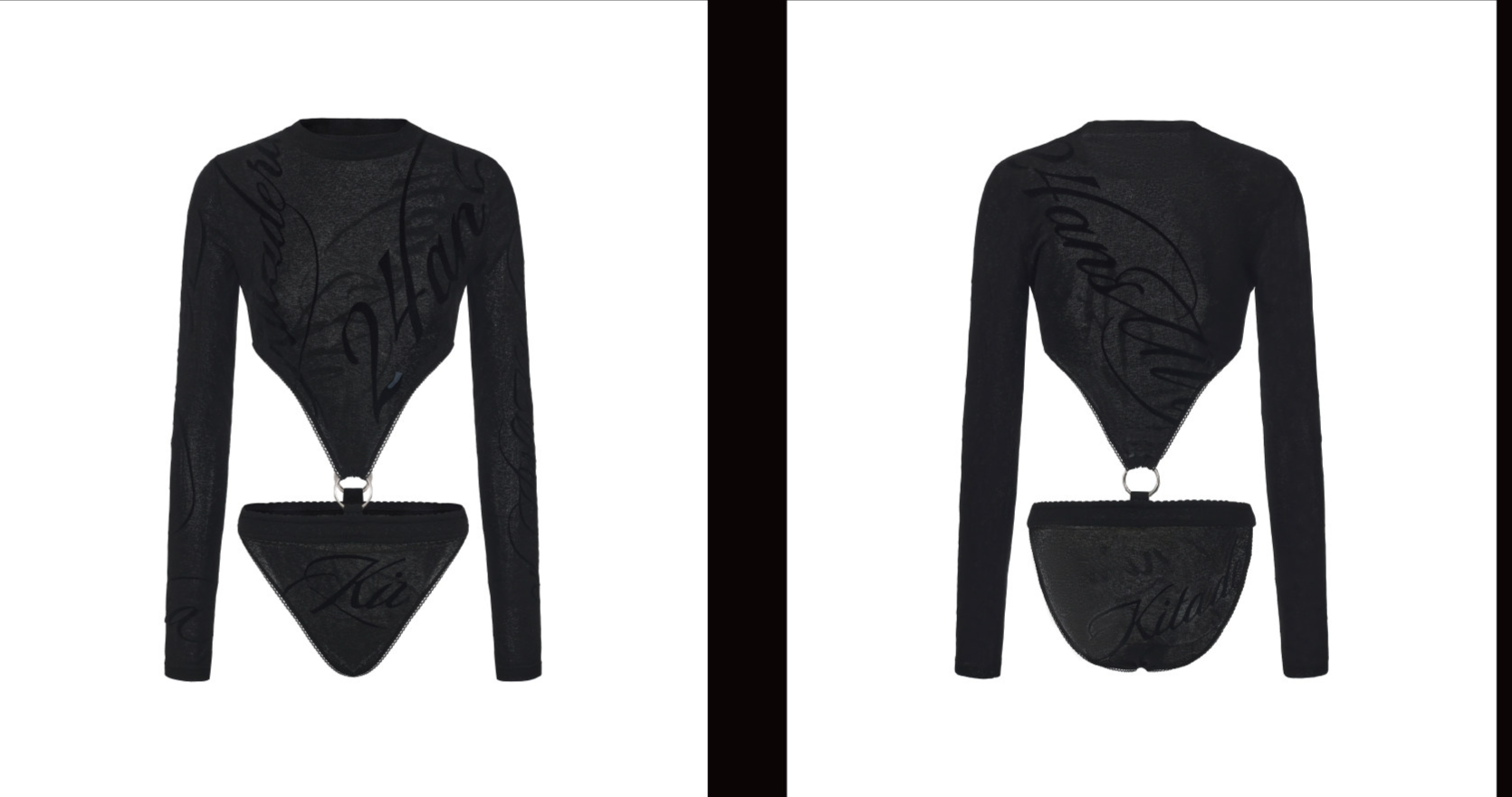 Flocked Cutout Fitted Bodysuit