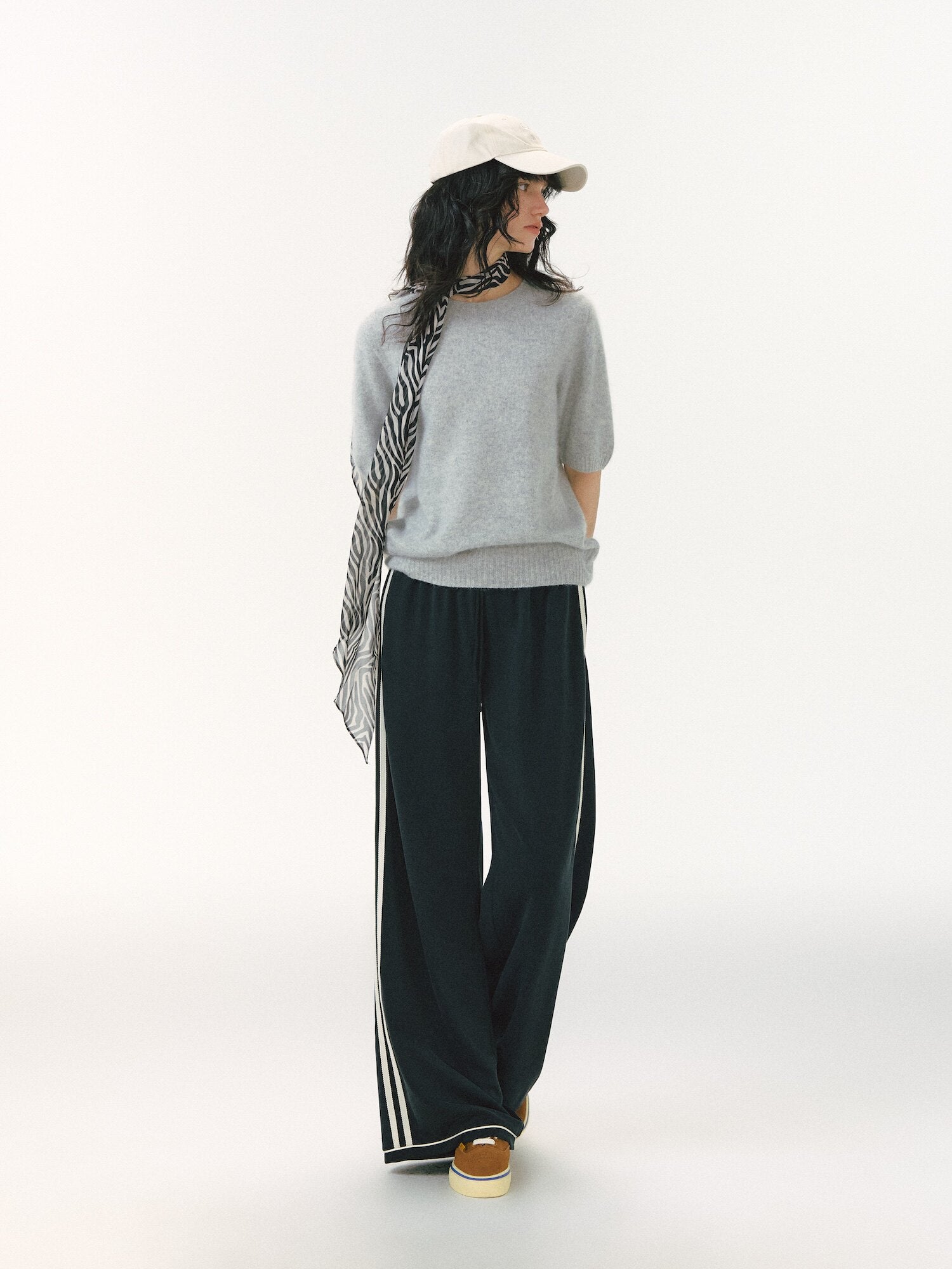 Contrast Stripe Wide-Leg Pants