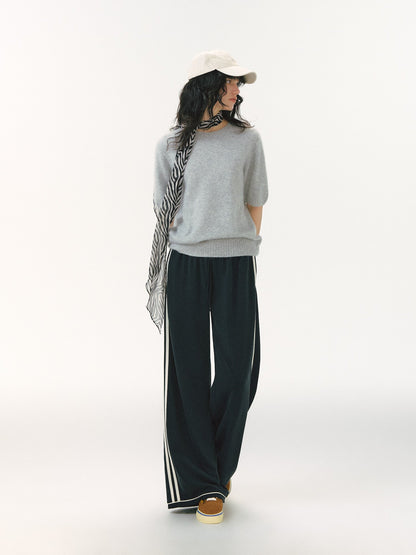 Contrast Stripe Wide-Leg Pants