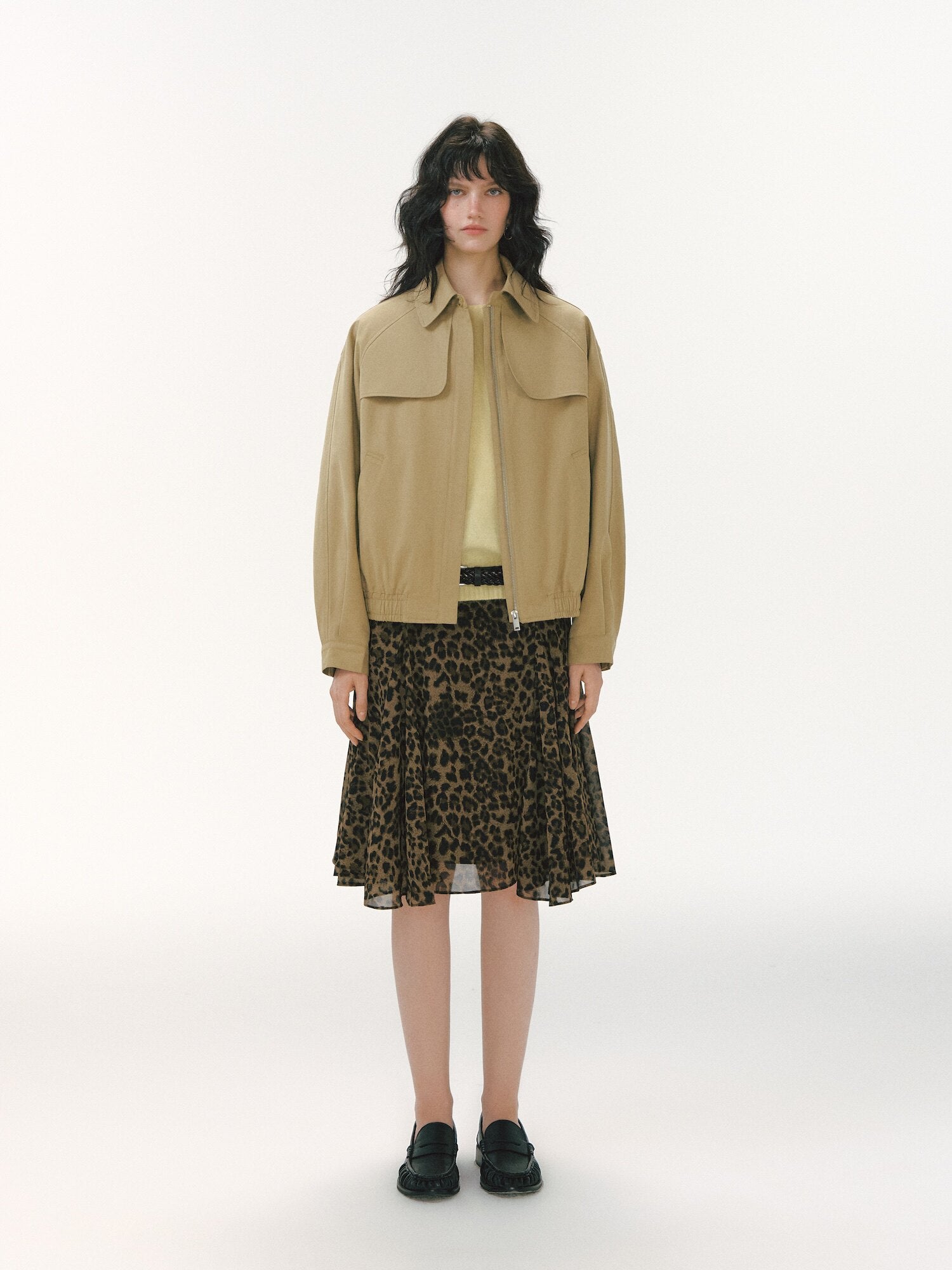 Pleated Collar Utility Jacket