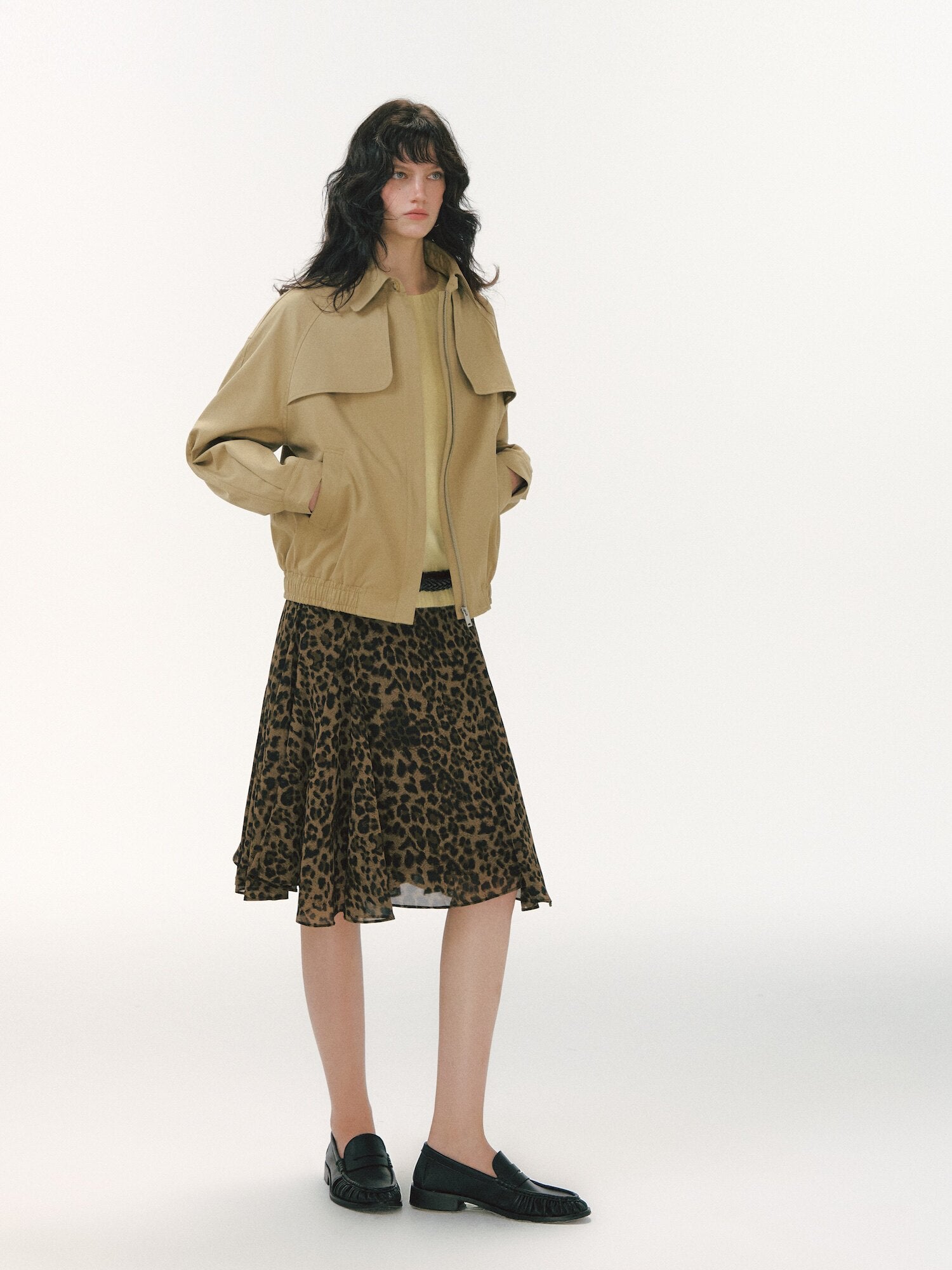 Pleated Collar Utility Jacket