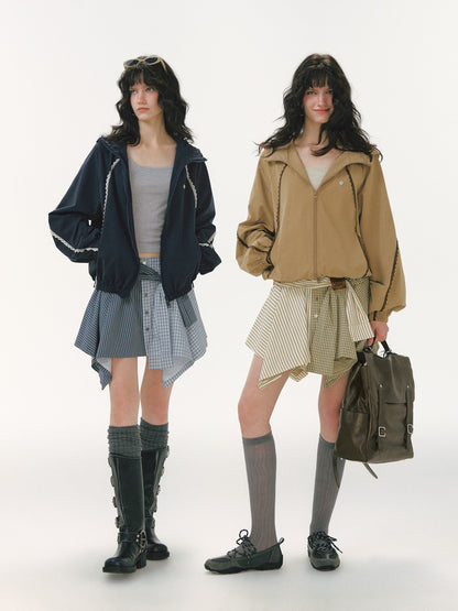 Lace Panel Hooded Jacket