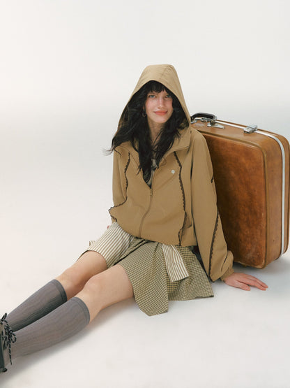 Lace Panel Hooded Jacket