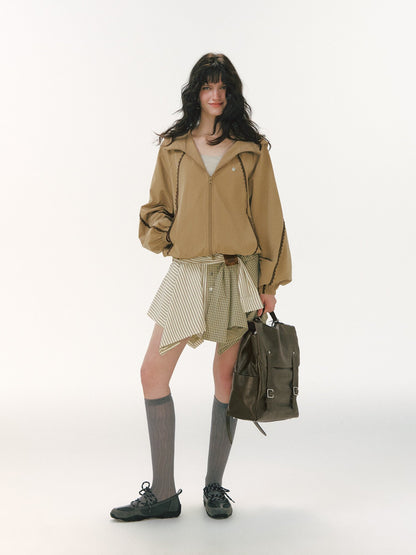 Lace Panel Hooded Jacket
