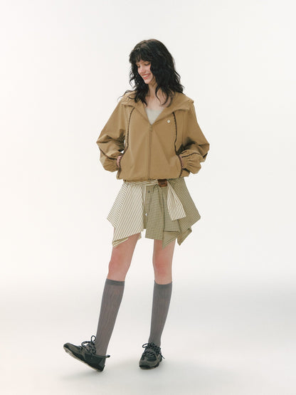 Lace Panel Hooded Jacket