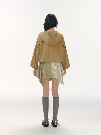 Lace Panel Hooded Jacket