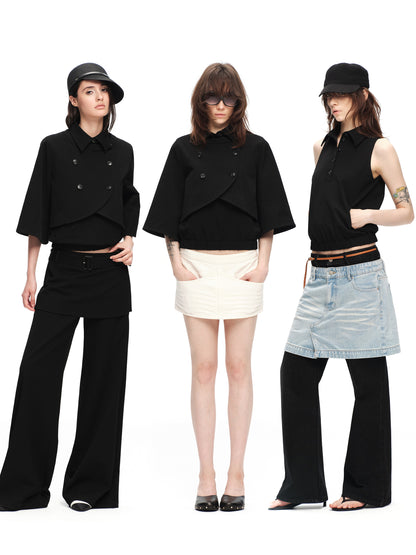 Double-Breasted Cape Vest Coat