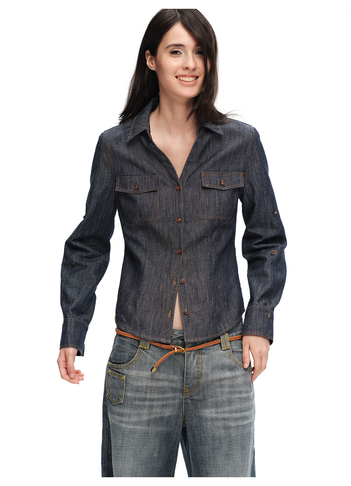 Contrast Stitch V-Neck Shirt