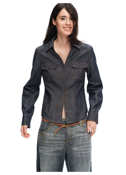 Contrast Stitch V-Neck Shirt