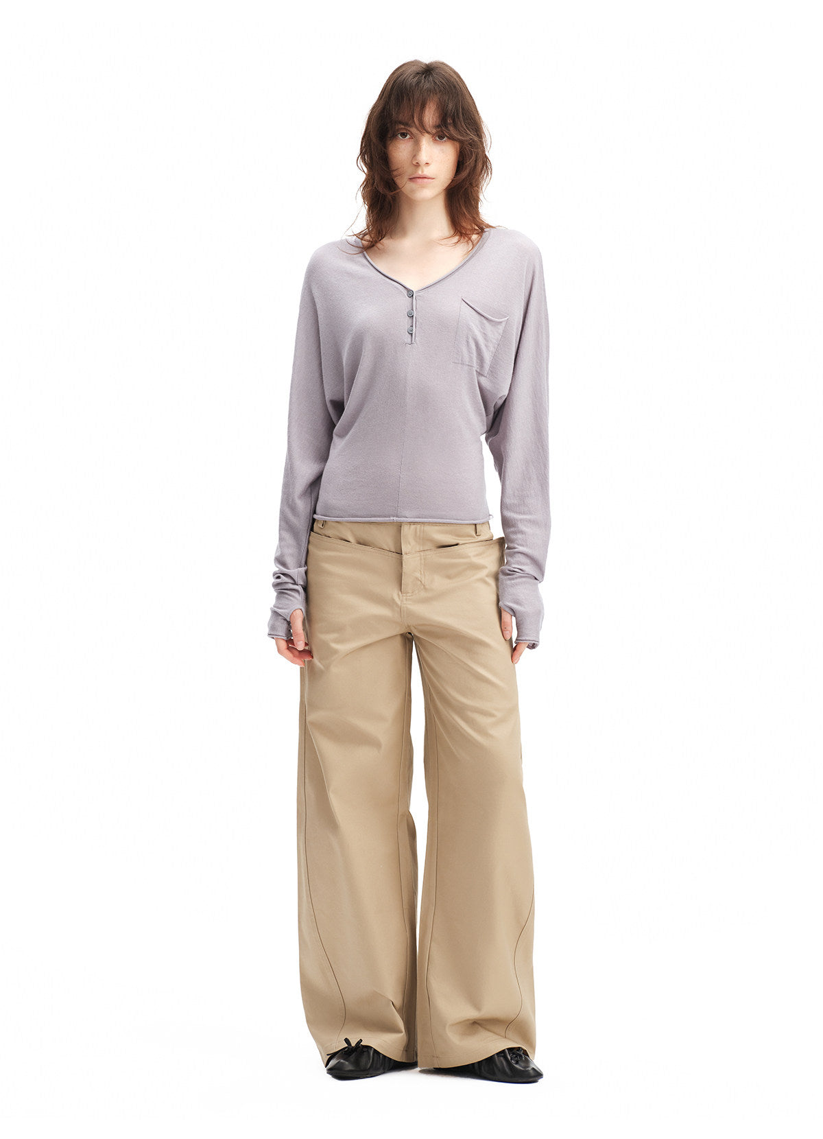 Lyocell Wool V-Neck Top