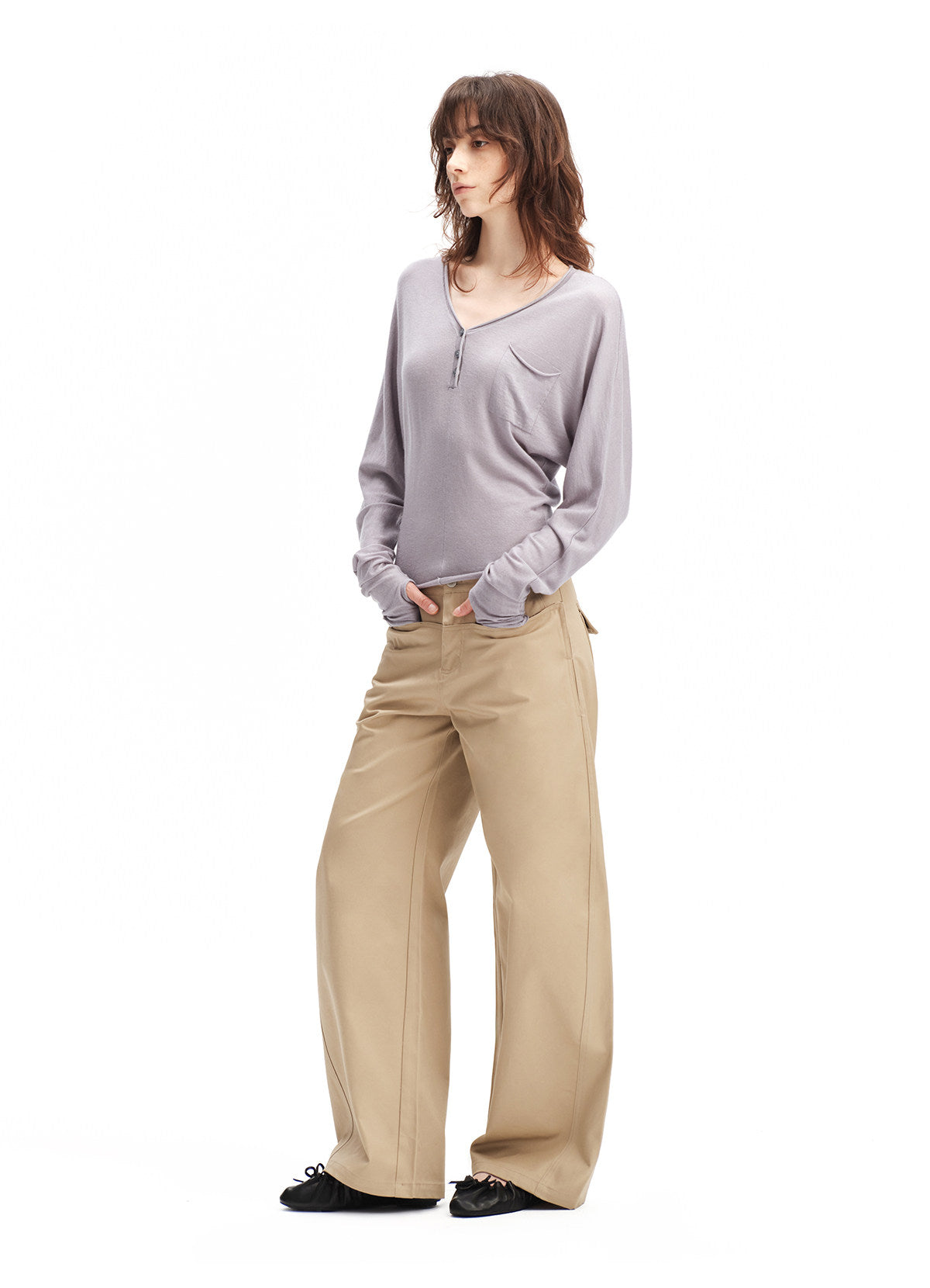 Lyocell Wool V-Neck Top