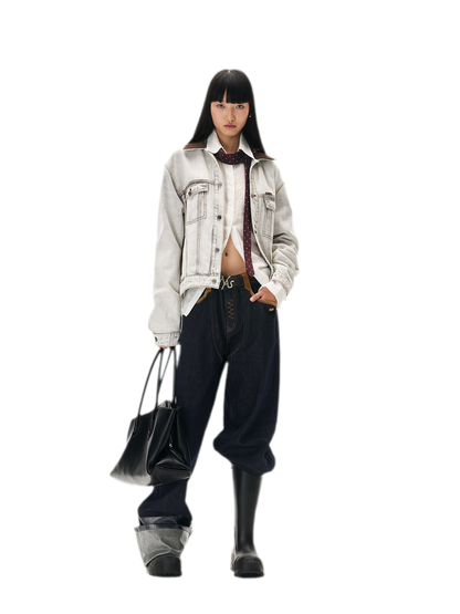 Coated Wide-Leg Denim Jeans