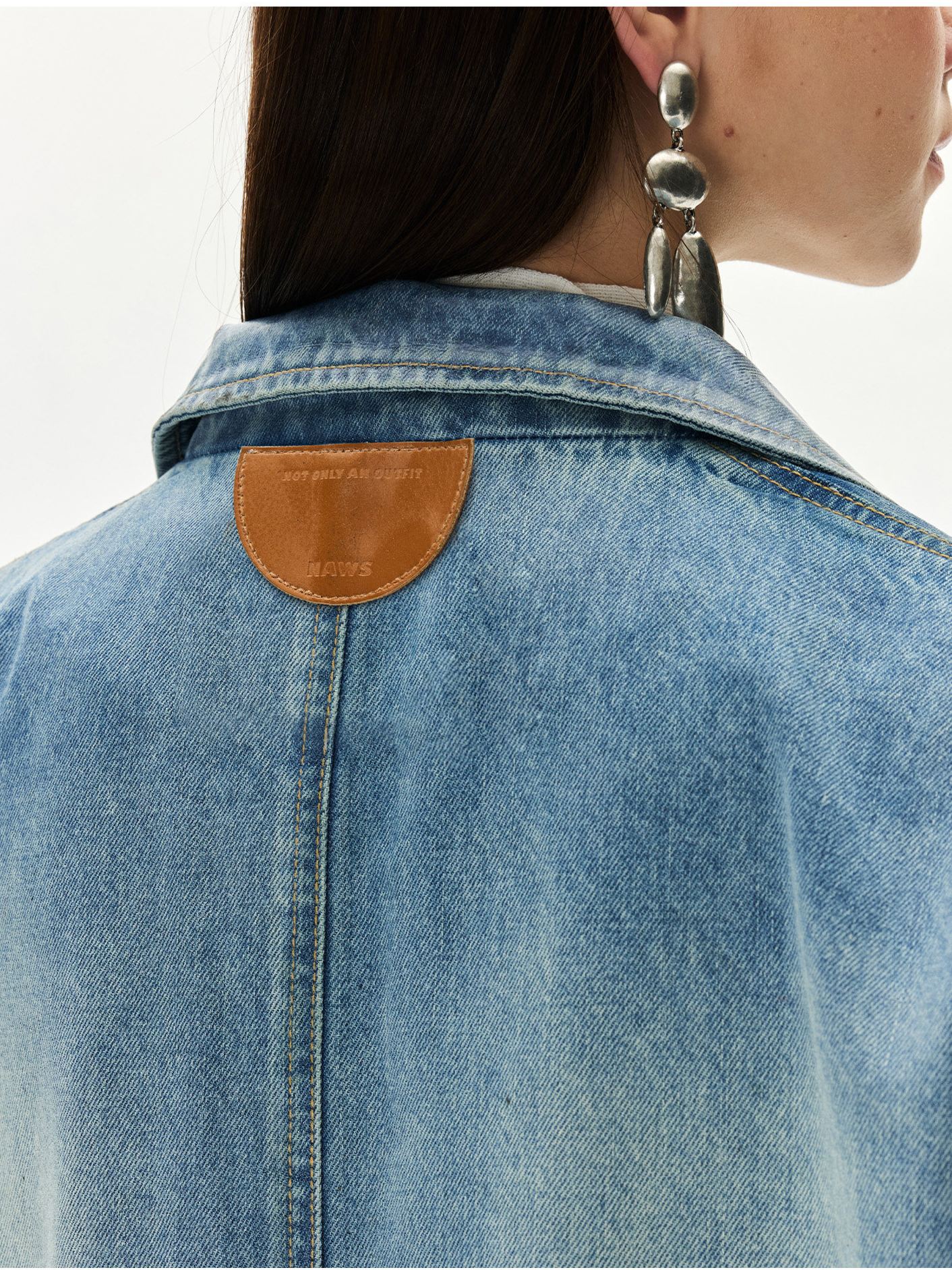 Washed Coated Denim Blazer