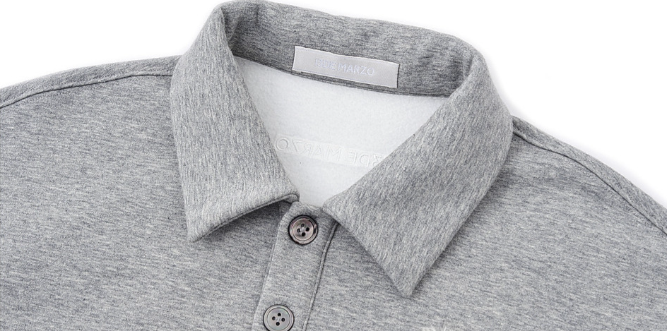 Textured Loose Polo Sweatshirt