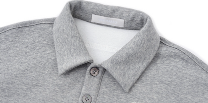 Textured Loose Polo Sweatshirt