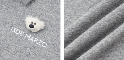 Textured Loose Polo Sweatshirt