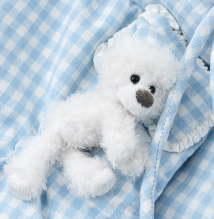 Gingham Puffy Stand-Collar Down Jacket