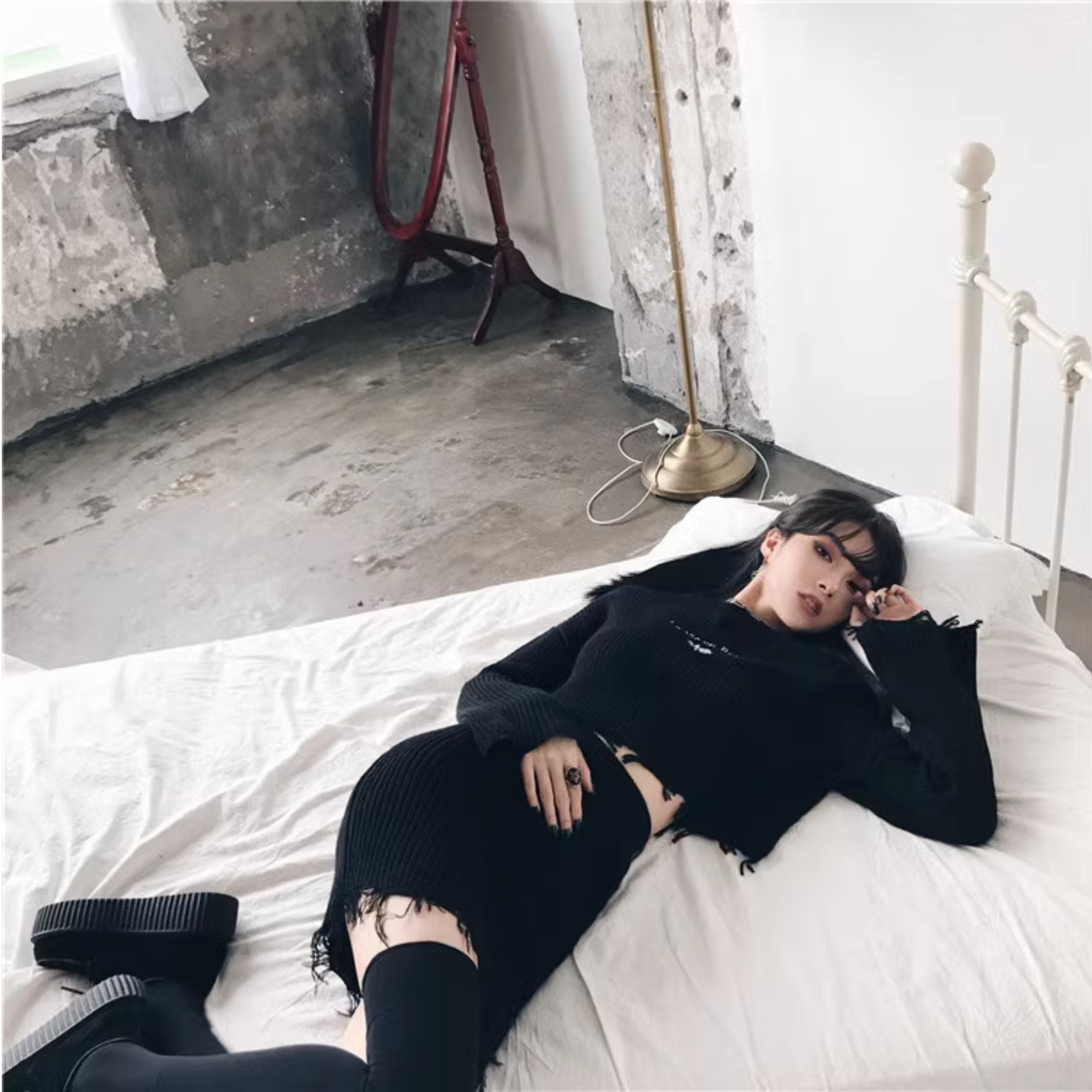 Stretch Velvet Thigh-High Socks