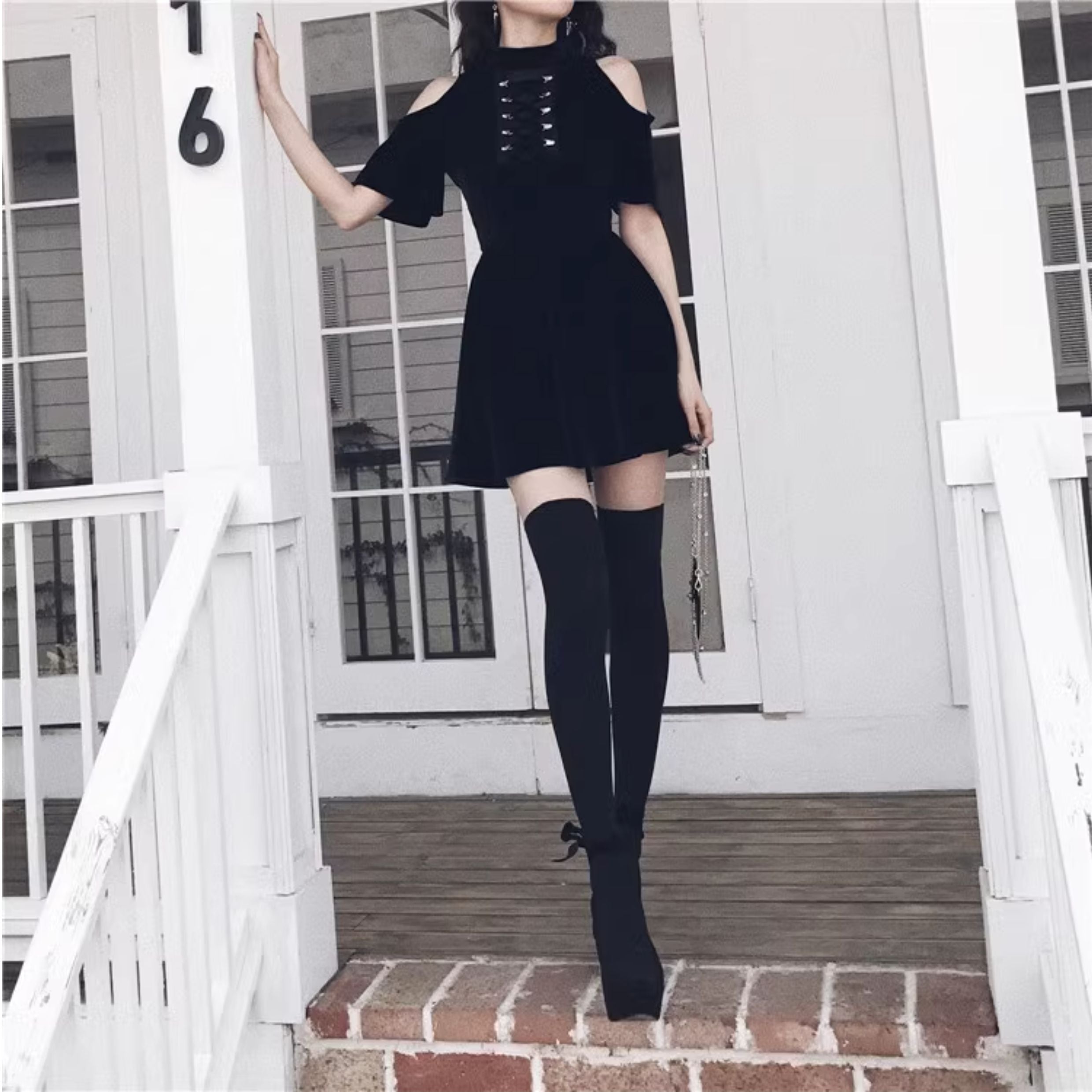 Stretch Velvet Thigh-High Socks