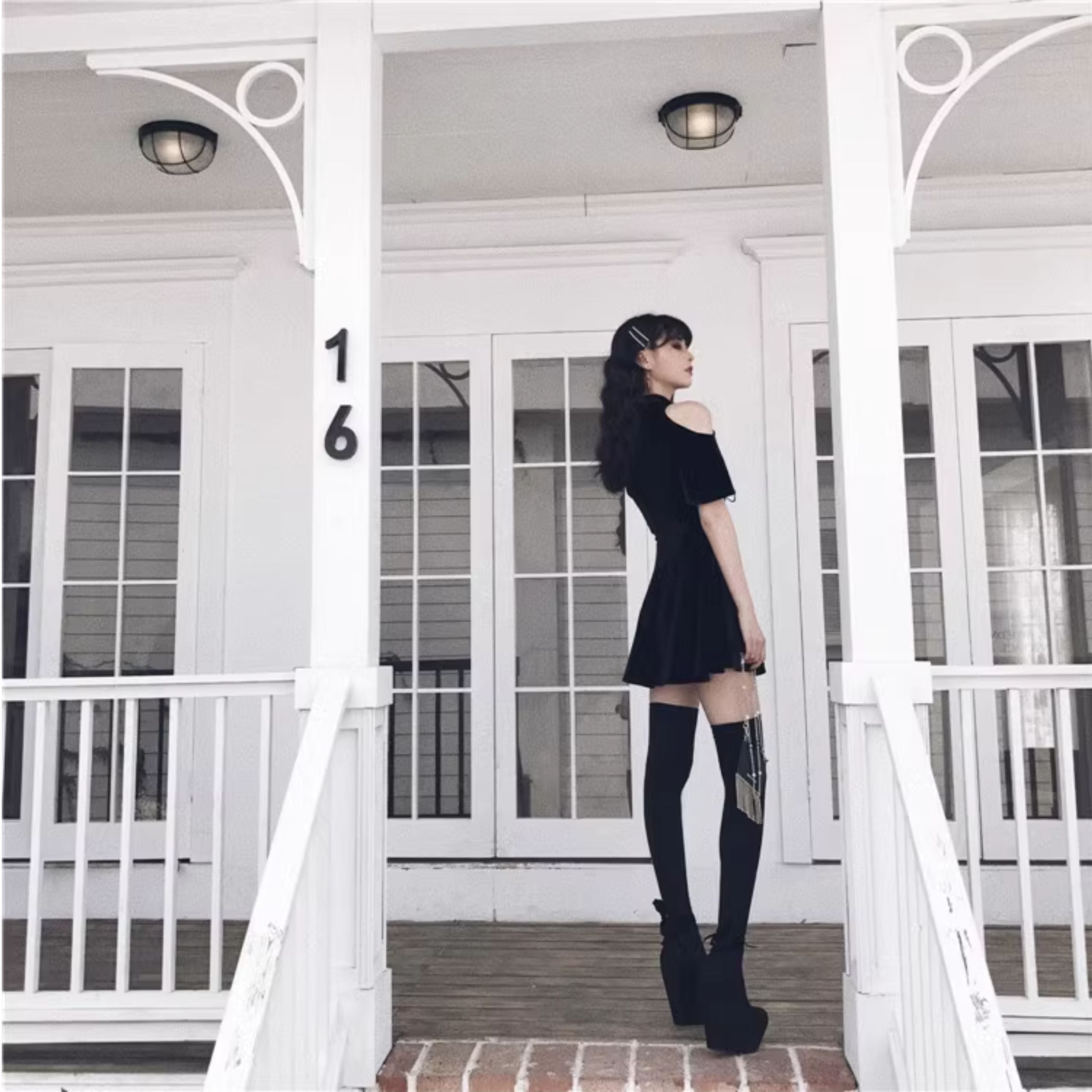 Stretch Velvet Thigh-High Socks