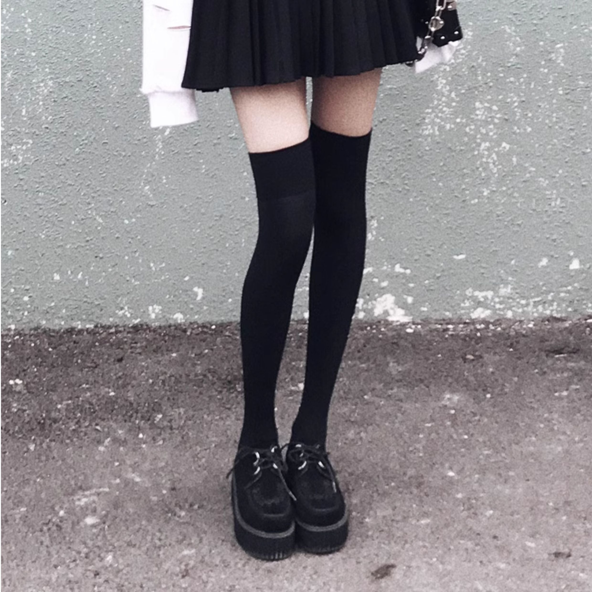 Stretch Velvet Thigh-High Socks
