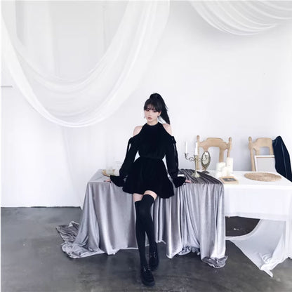Stretch Velvet Thigh-High Socks