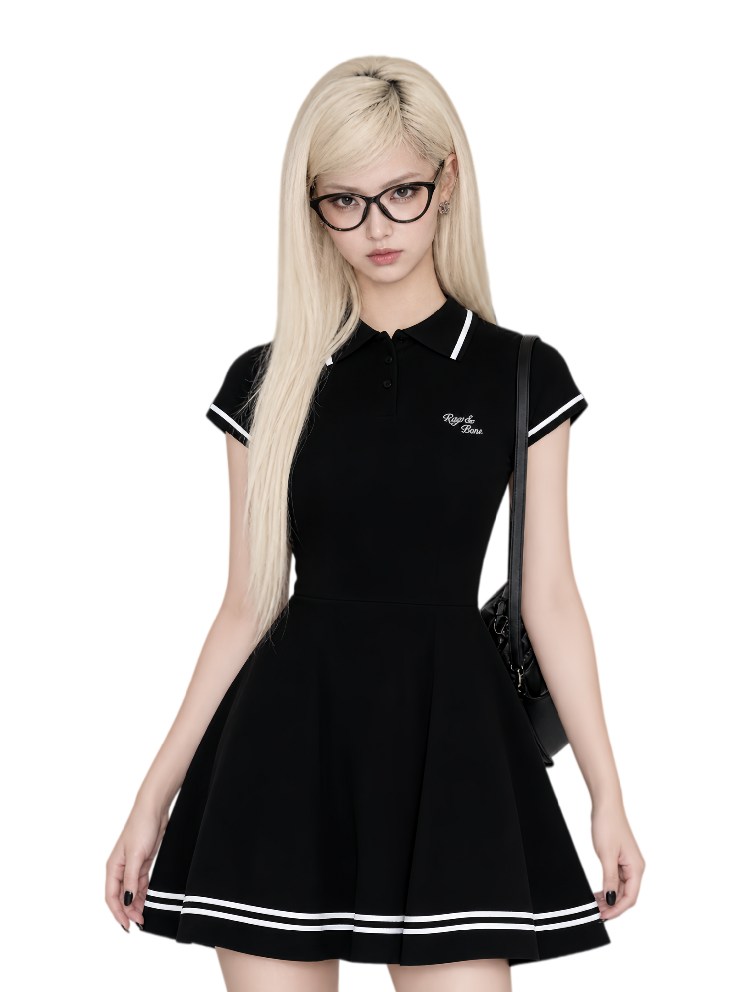 Contrast Knit Flared Dress