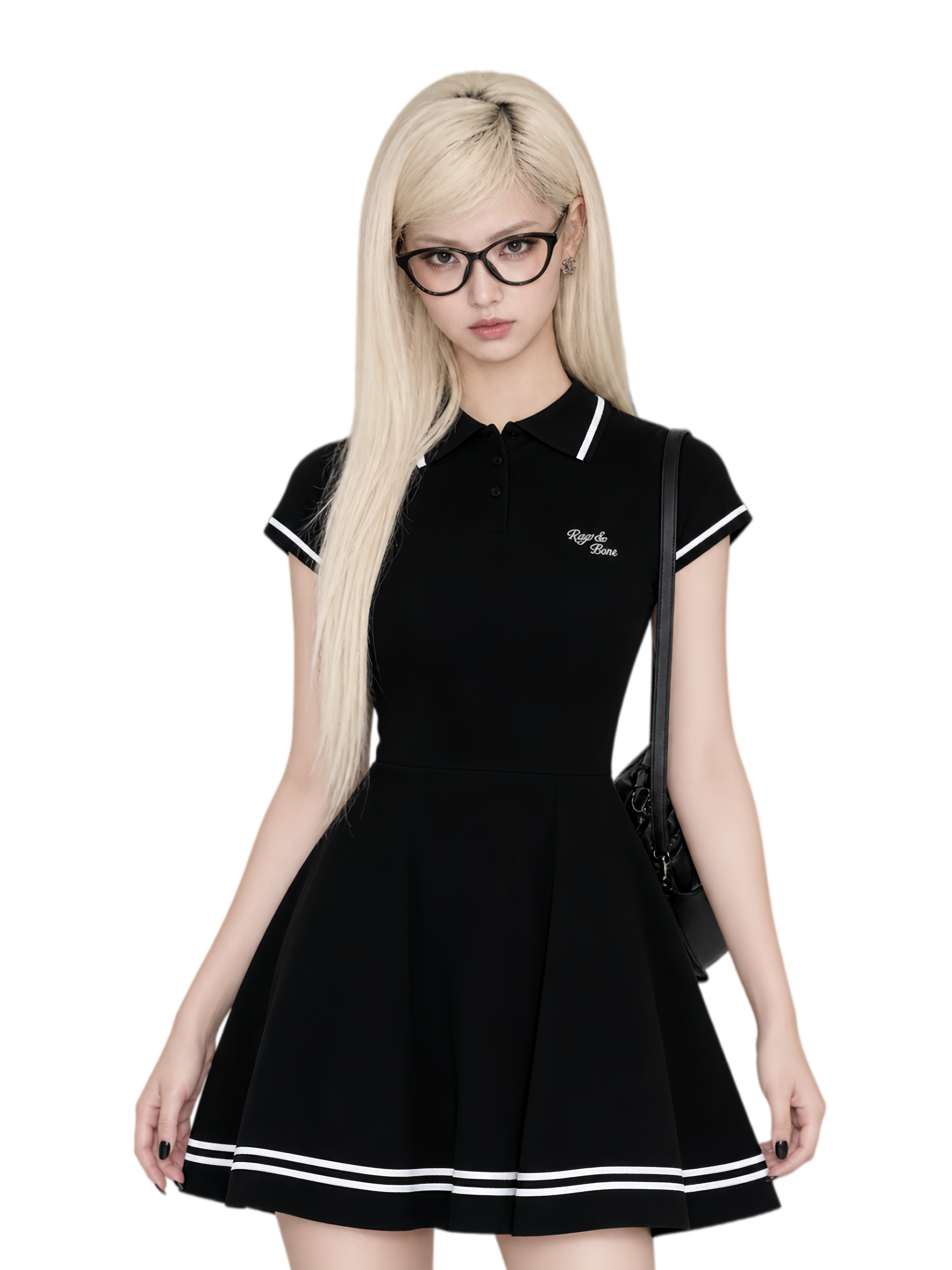 Contrast Knit Flared Dress