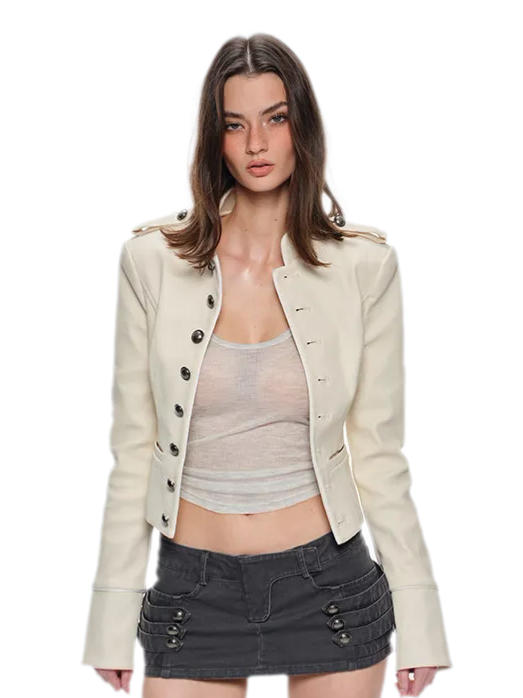 Coated Fitted Cropped Jacket